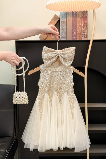 Children Girls Shiny Princess Dress Summer Kids Baby Girls Sling Dress UNITIM Little Girls Bow Gauze Dress Infant Girls Sundress