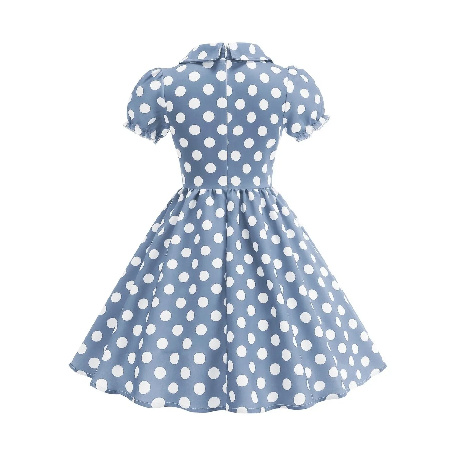 New Fashion Kids Dress For Girls Polka Dot Short-sleeved Children Dress With Baby Collar Daily Girls Casual Costume