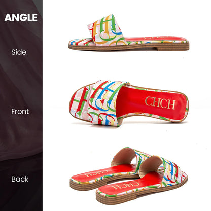 Fashionable Retro Design New Women's Shoes Summer Casual Color Blocking Design Non Slip Sandals Slippers Letter Slippers