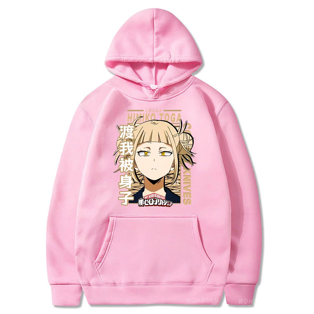 My Hero Academia Kawaii Himiko Toga Women Hoodies Printed Aesthetics Head Poster Manga Harajuku Anime Printed Hooded Sweatshirts