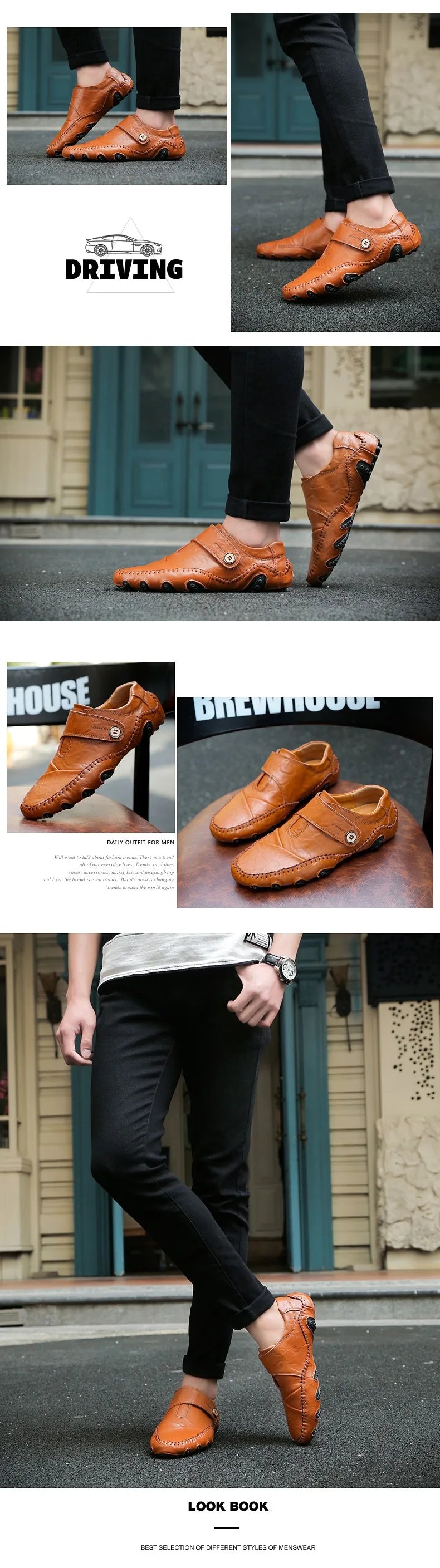 New Spring Men's handmade leather shoes, genuine leather casual shoes, breathable leather shoes, large size, walking 38-48