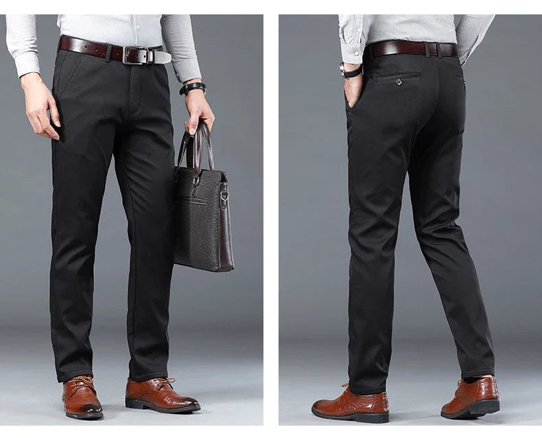 Winter Men Brand Fleece Pants Warm Cotton Business Thick Suit Casual Trousers Male Plush Formal Wear Pants 28-40