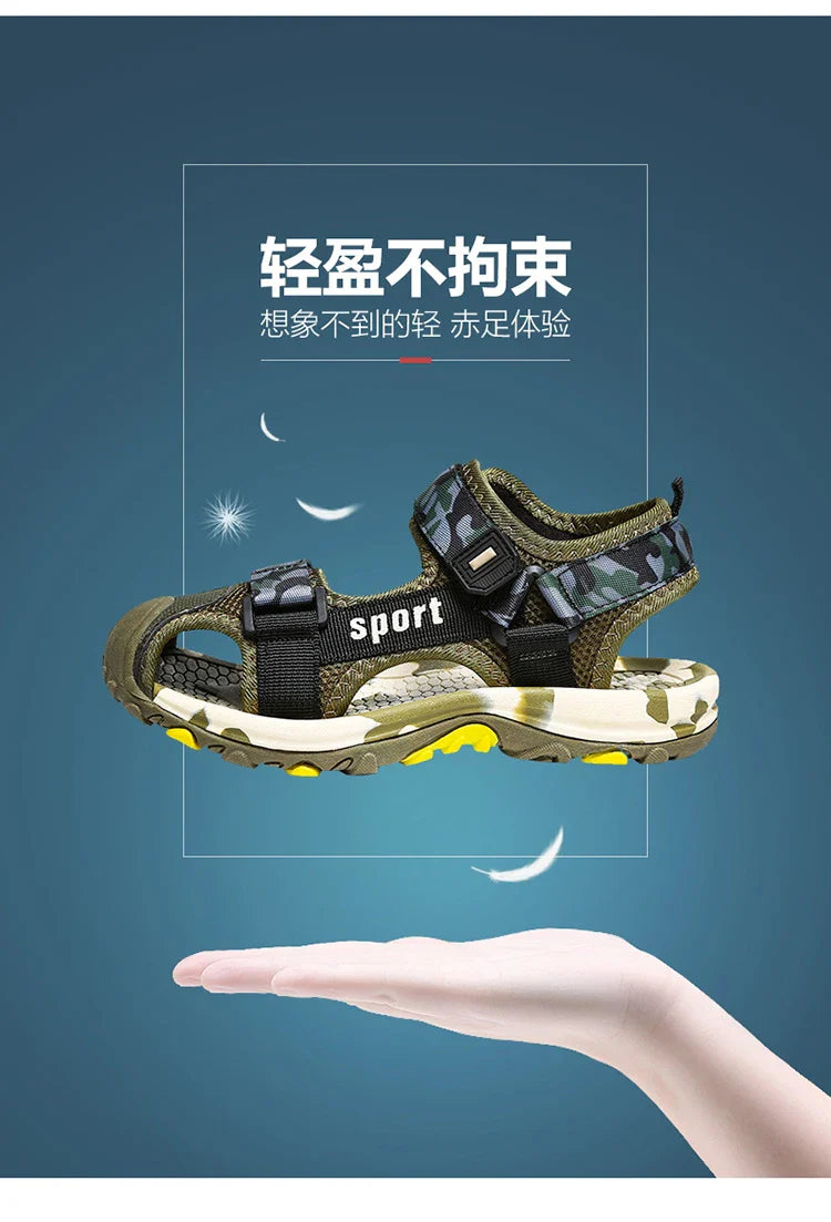 Children's Summer New Sandals Boys Fashion Camouflage Mountaineering Anti slip Sandals Outdoor Leisure Sports Slippers 28-40