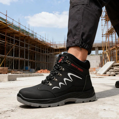 Waterproof  Indestructible Men Safety Shoes Construction Steel Toe Work Boots Non Slip Navy Platform Botas For Men Shoes