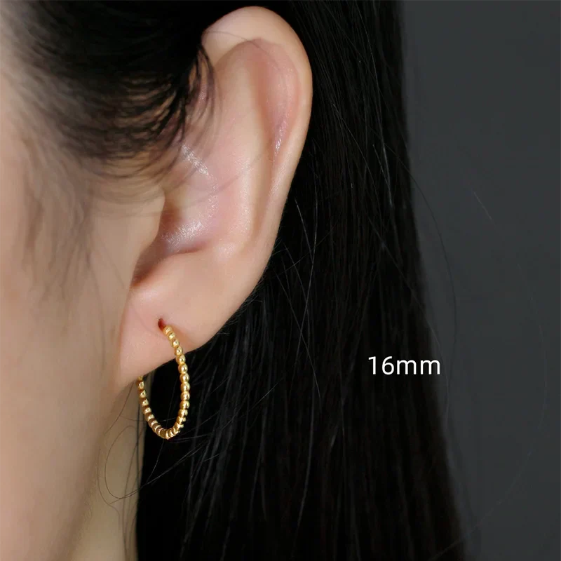 925 Sterling Silver Fashion Minimalist Beads Huggies Hoop Earrings for Women Trend Charm Ear Buckle Bohemian Jewelry Gift
