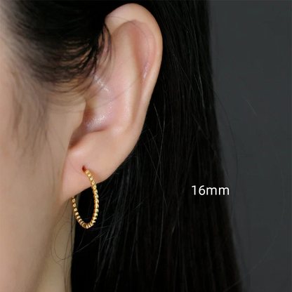 925 Sterling Silver Fashion Minimalist Beads Huggies Hoop Earrings for Women Trend Charm Ear Buckle Bohemian Jewelry Gift