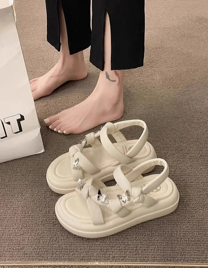 New Arrival Kids Sandals Children's Design Hollow-out Casual Sandals Soft Flat Strappy Sandals Girls Cute Bowknot Beach Shoes