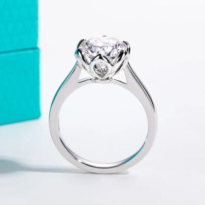 3ct D Color Moissanite Lotus Engagement Ring 925 Sterling Silver Solitaire Promise Rings for Women Jewelry Gifts
