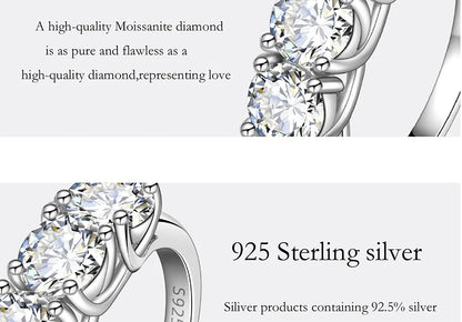 2.5/5CT Moissanite Ring For Women S925 Pure Silver Five Gemstone Ring Luxury Wedding High-end Jewelry