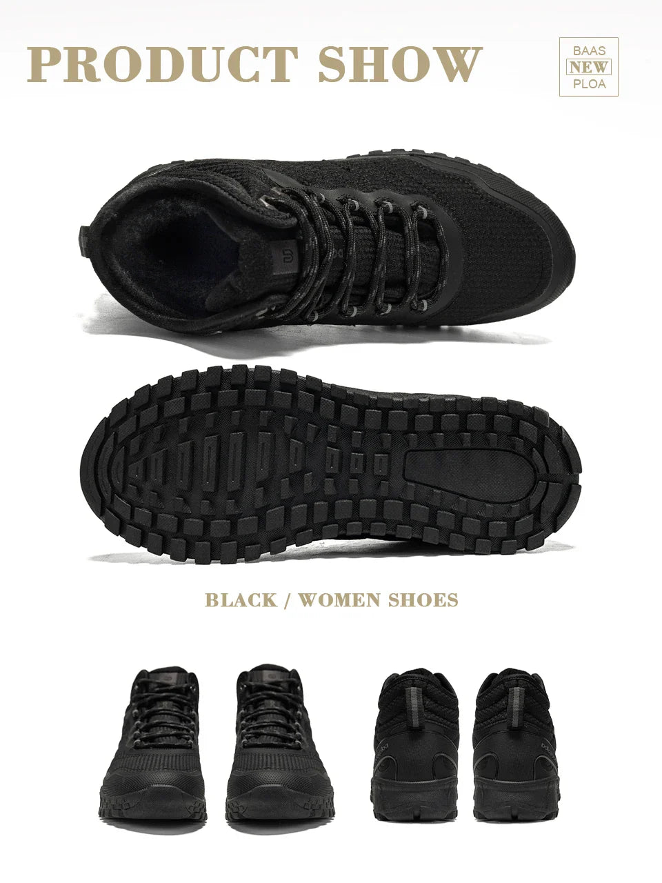 Winter Women Sneakers New Casual Waterproof Plush Warm Snow Boots Female Outdoor Non-Slip Lace up Walking Shoes ﻿