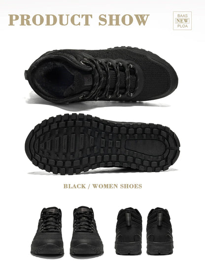 Winter Women Sneakers New Casual Waterproof Plush Warm Snow Boots Female Outdoor Non-Slip Lace up Walking Shoes ﻿