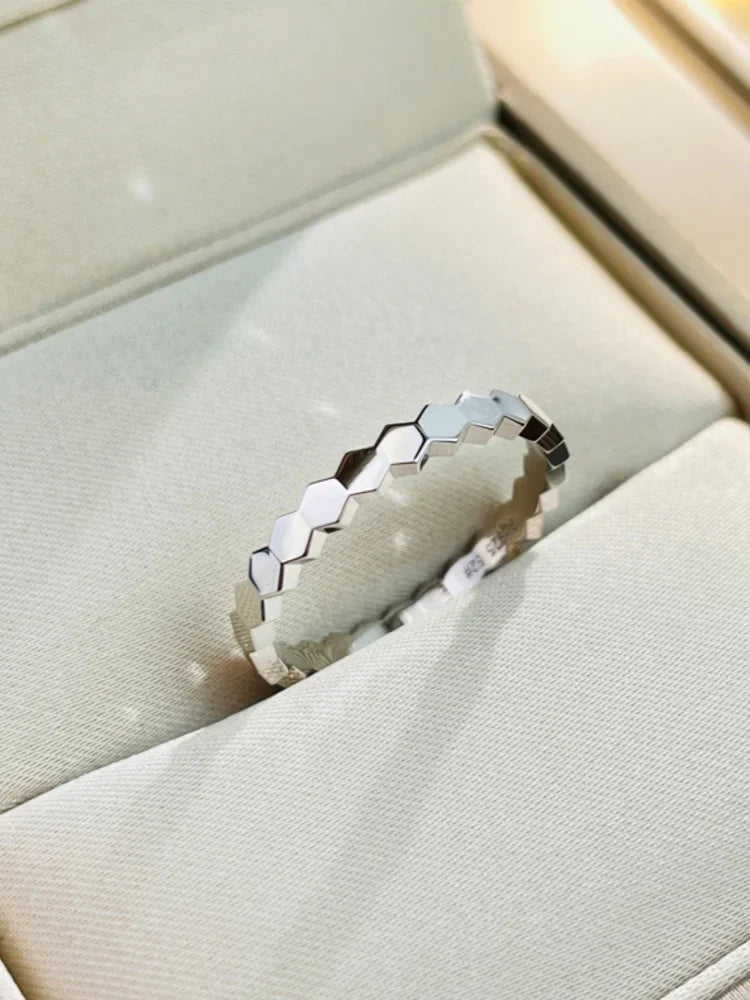 925 Sterling Silver Zircon Simple Delicate Honeycomb 3pc Set Ring For Women Engagement Wedding Luxury High Quality Fine Jewelry