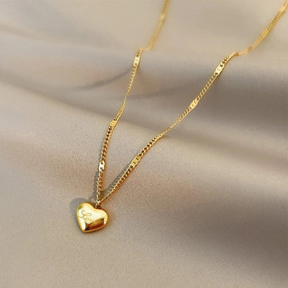 316L Stainless Steel Simple Heart Love Circular Tassel Necklace Lady Trend Fashion Clavicle Chain Jewelry Glamorous Gift
