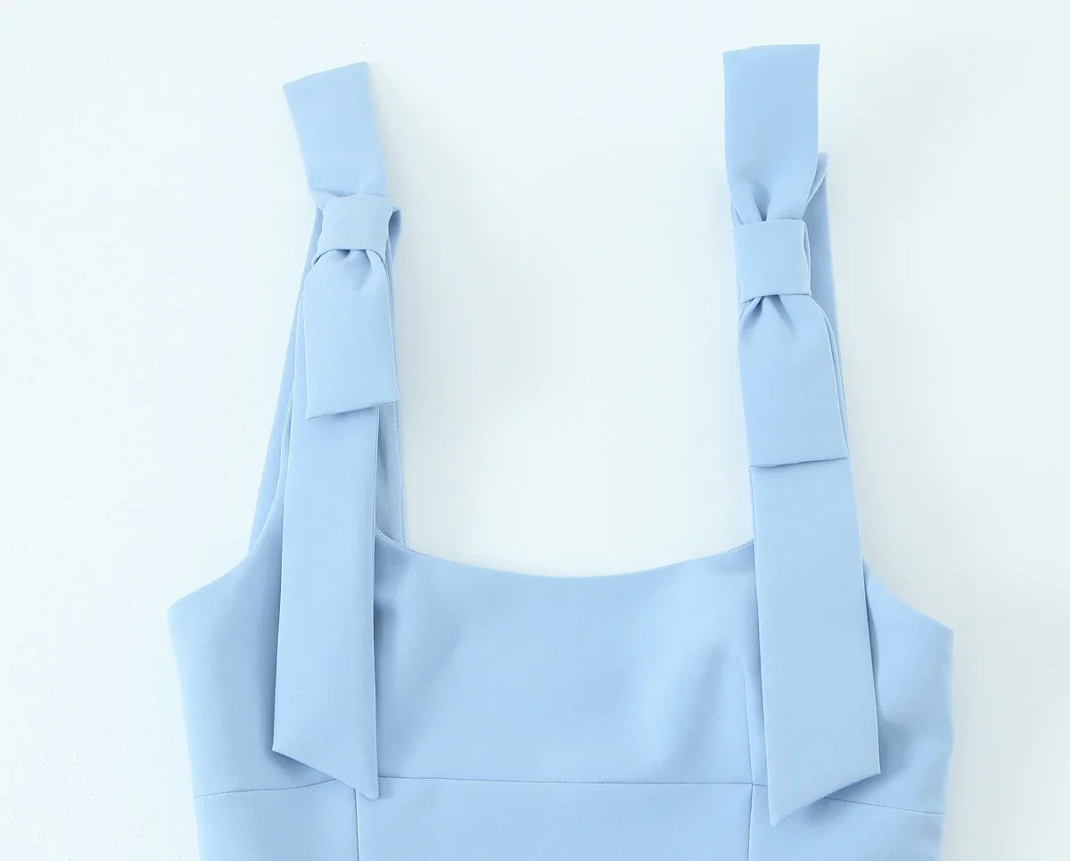 Sexy Chic Yellow Bow Tops Women Zipper Tie Up Slim Short Cami Tops Women Fashion 2025 Summer Elegant Y2K Girl Blouses