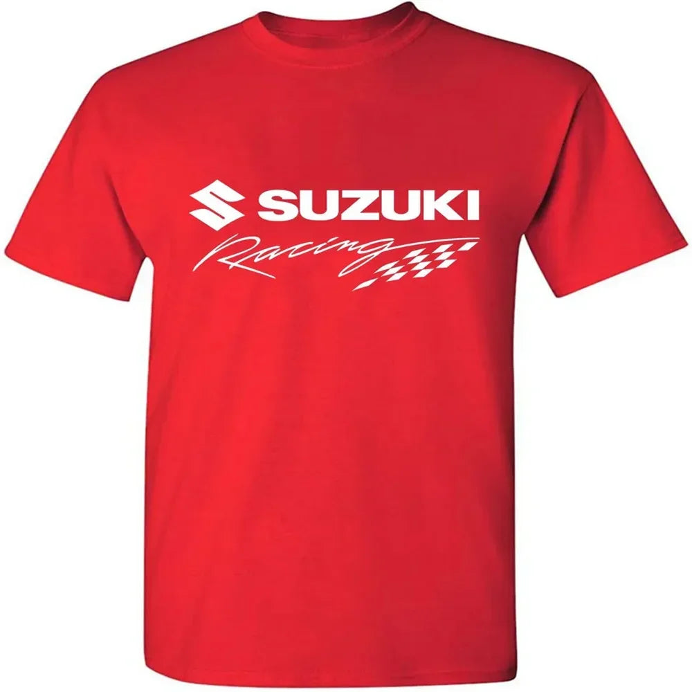 High-quality Motorcycle Riding Print 100% Cotton Men T-shirt Summer Daily Outdoor Sports Casual Loose Street Short-sleeve
