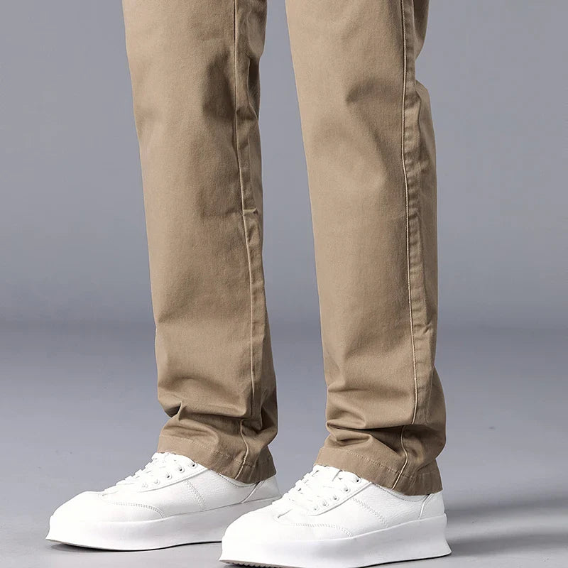 New Casual Pants Men Straight Fit Stretch Autumn Chino Trousers Male Formal Work Business Dress Khaki Fashion Spring Pants