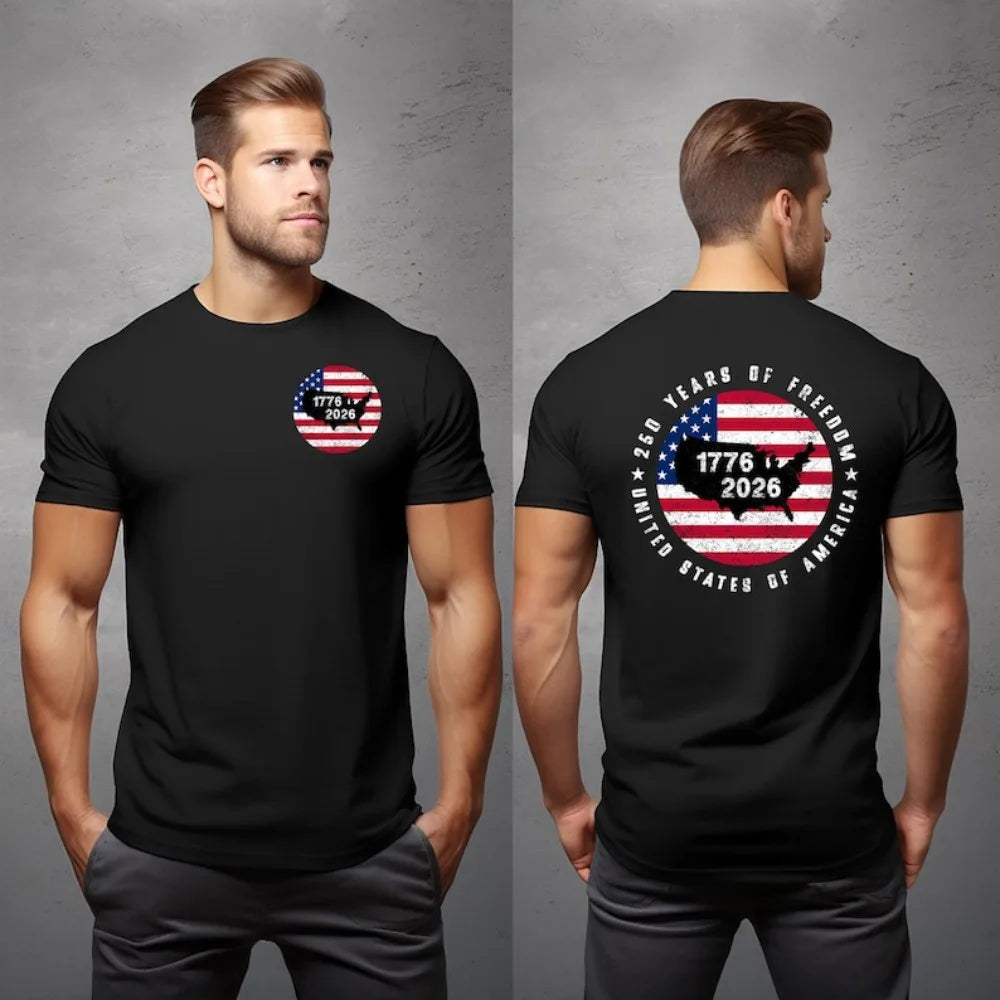 America 250th Anniversary Shirt Patriotism Independence Day TShirt 1776 2026 USA Map Flag Tee Men Women Casual Cotton Tops