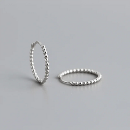 925 Sterling Silver Fashion Minimalist Beads Huggies Hoop Earrings for Women Trend Charm Ear Buckle Bohemian Jewelry Gift