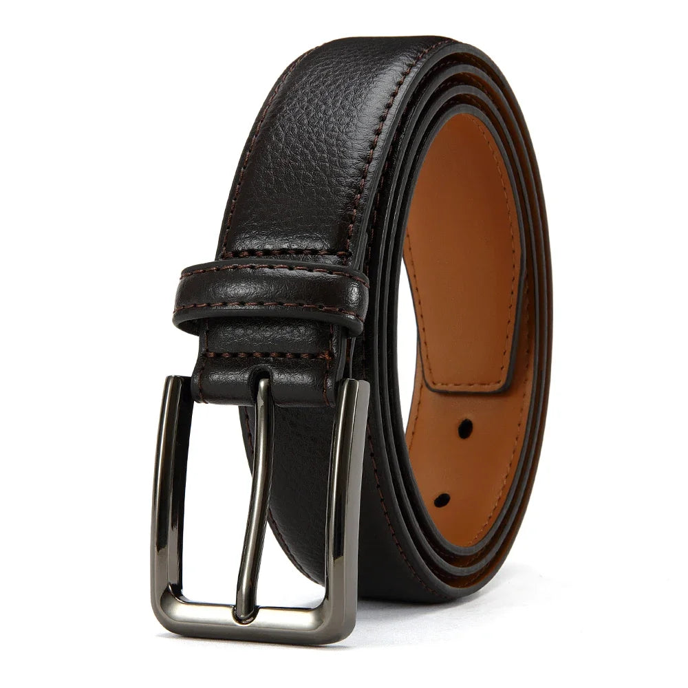Men Belts High Quality Genuine Leather LONG Large Pin Buckle Metal Automatic Buckle Male Belts Strap Mal 115cm 135cm Size