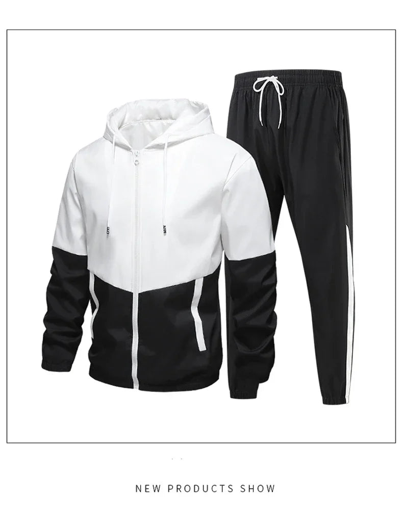 CHRLCK Men's Running Sportswear Suits Breathable Clothes Sports Joggers Training Gym Fitness Tracksuit Sets Men