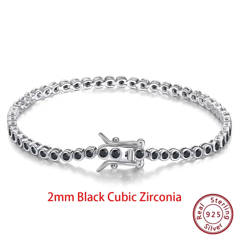 Shiny Tennis Bracelet 925 Sterling Silver 1.5/2/3mm Clear Cubic Zirconia for Women Luxury Chain Bracelet Jewelry SB143