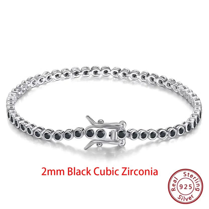Shiny Tennis Bracelet 925 Sterling Silver 1.5/2/3mm Clear Cubic Zirconia for Women Luxury Chain Bracelet Jewelry SB143