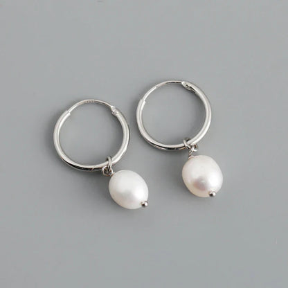 Genuine 925 Sterling Silver Natural Freshwater Baroque  Pearl Unusual Earrings for Women Chic Charming Goth Jewelry 2021