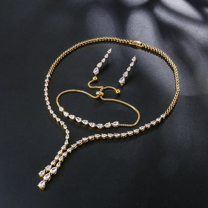 High Quality Set of 3 Pieces Necklace Bracelet and Earrings Jewelry Gift for Bride Girlfriend Wife