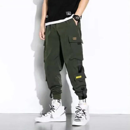 Male Casual Hip Hop Streetwear Sweatpants Pencil Pants Men Joggers Cargo Pants Multi-pocket Elastic Waist Harem Techwear Pants