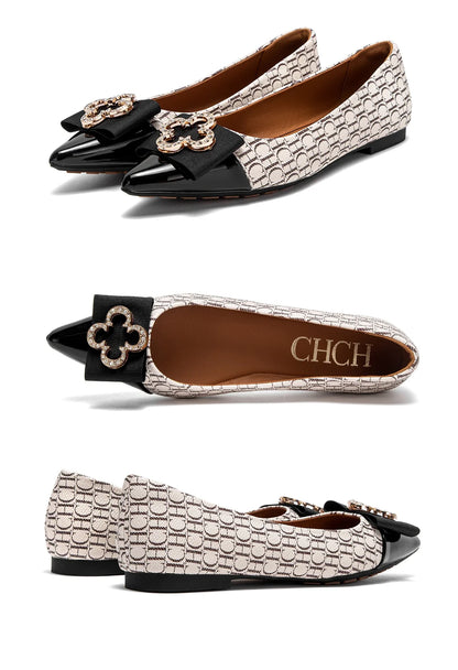 Flat Shoes 2025 Women's  New Pointed Shoes Bow Flat Shoes Woman Commuter