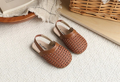 Baby Girls Shoes Braided Sandals for Girls Kids Fashion Hollow Out Leather Shoe Soft Sole Retro Princess Slippers Beach Shoes