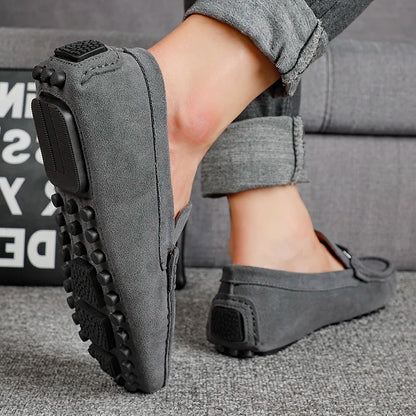 Genuine Leather Men Casual Shoes High Quality Suede Slip on Man Loafers Flats Soft Non Slip Mens Driving Shoes Size 38-46