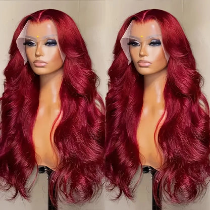 250 Density 99J Burgundy 13x6 Lace Frontal Human Hair Wigs Brazilian Colored 30 42 Inch Body Wave Lace Front Wigs Human Hair