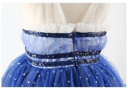 New Baby Kids Girls Elegant Printed Butterfly Flower Princess Party Tutu Dresses Children Sequins Wedding Evening Girl Clothes