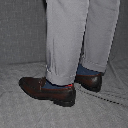Luxury Brand Slip-On Men's Dress Shoes Genuine Leather Italian Penny Loafers Brown Blue Black Wedding Party Formal Footwear Male