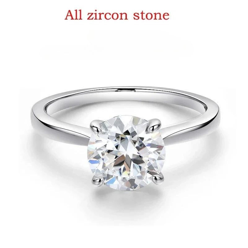 White Gold 2ct 100% Moissanite Engagement Ring for Women S925 Sterling Silver Lab Diamond Promise Wedding Band Jewelry