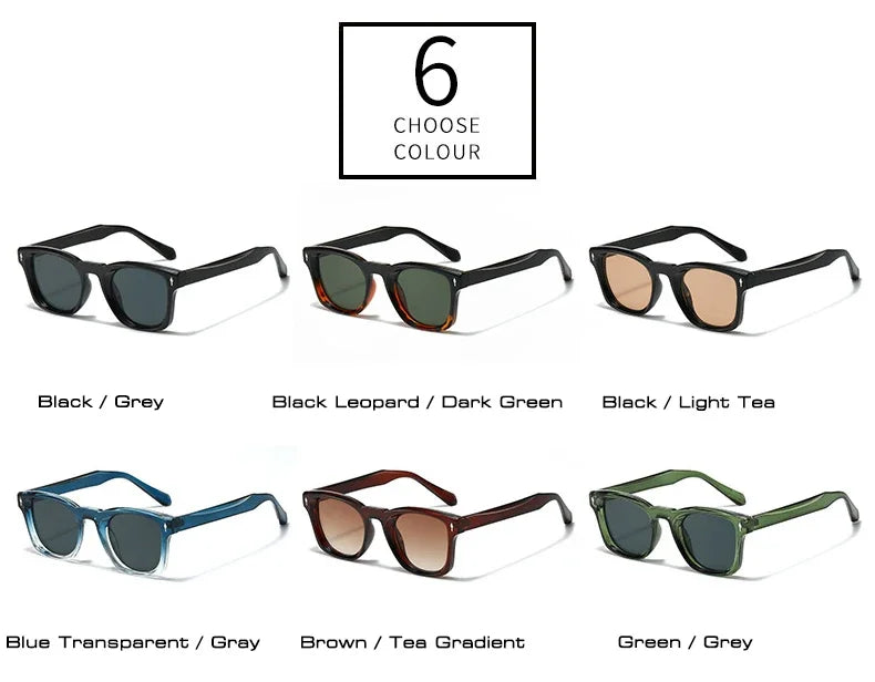 Retro Rivets Square Sunglasses Women Fashion Gradient Shades UV400 Men Green Black Sun Glasses