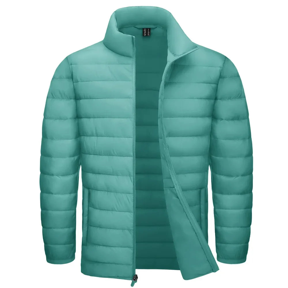 Stand Collar Lightweight Puffer Jackets Mens Quilted Jacket Water Resistant Ripstop Down Insulated Windbreaker Coats