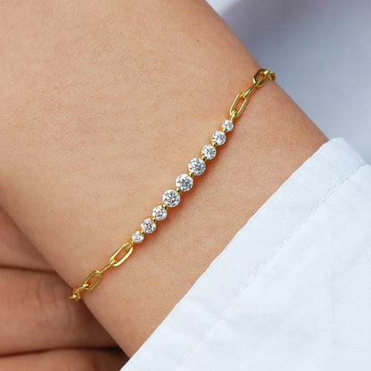 Dainty Full 2/2.5/3mm D Color Moissanite Diamond Link Bracelet for Woman 925 Silver Plated 18k Adjustable Chain Bracelets