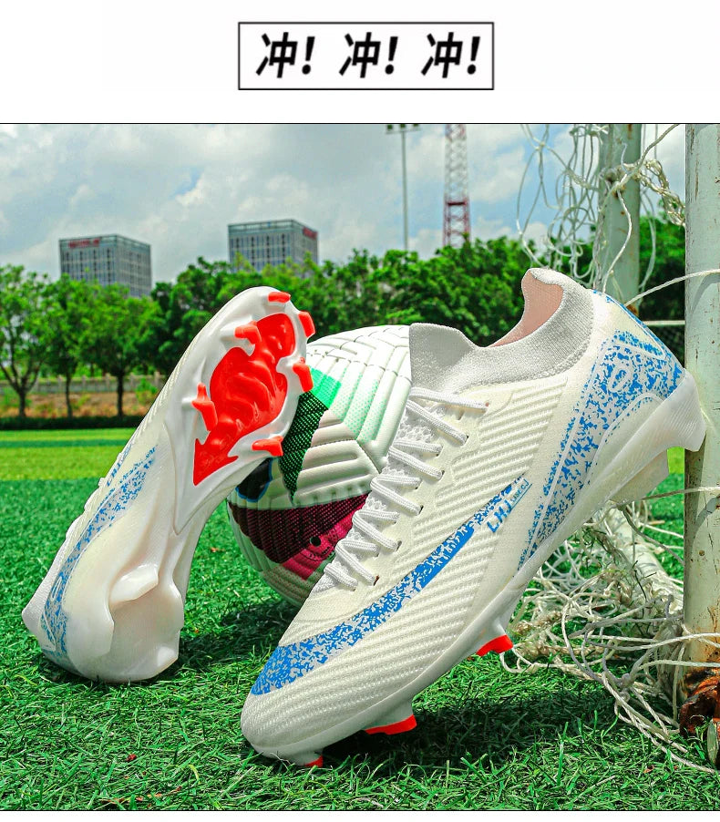 High Top Men Soccer Cleats Professional Football Shoes AG/TF Studs Anti Slip Training Sneaker Comfortable Breathable Adult Match