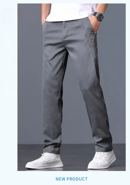 2025 Spring Thin Brand Men's Lyocell Pants Casual Business Straight Elastic Waist Comfortable Trousers Pants for Male