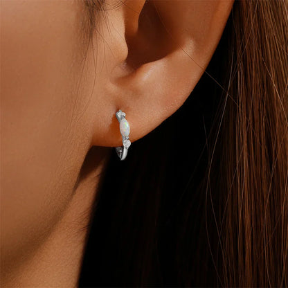 925 Sterling Silver White Zircon Opal Earrings For Women Girl Wedding Engagement Jewelry Delicate Ear Buckle jewelry