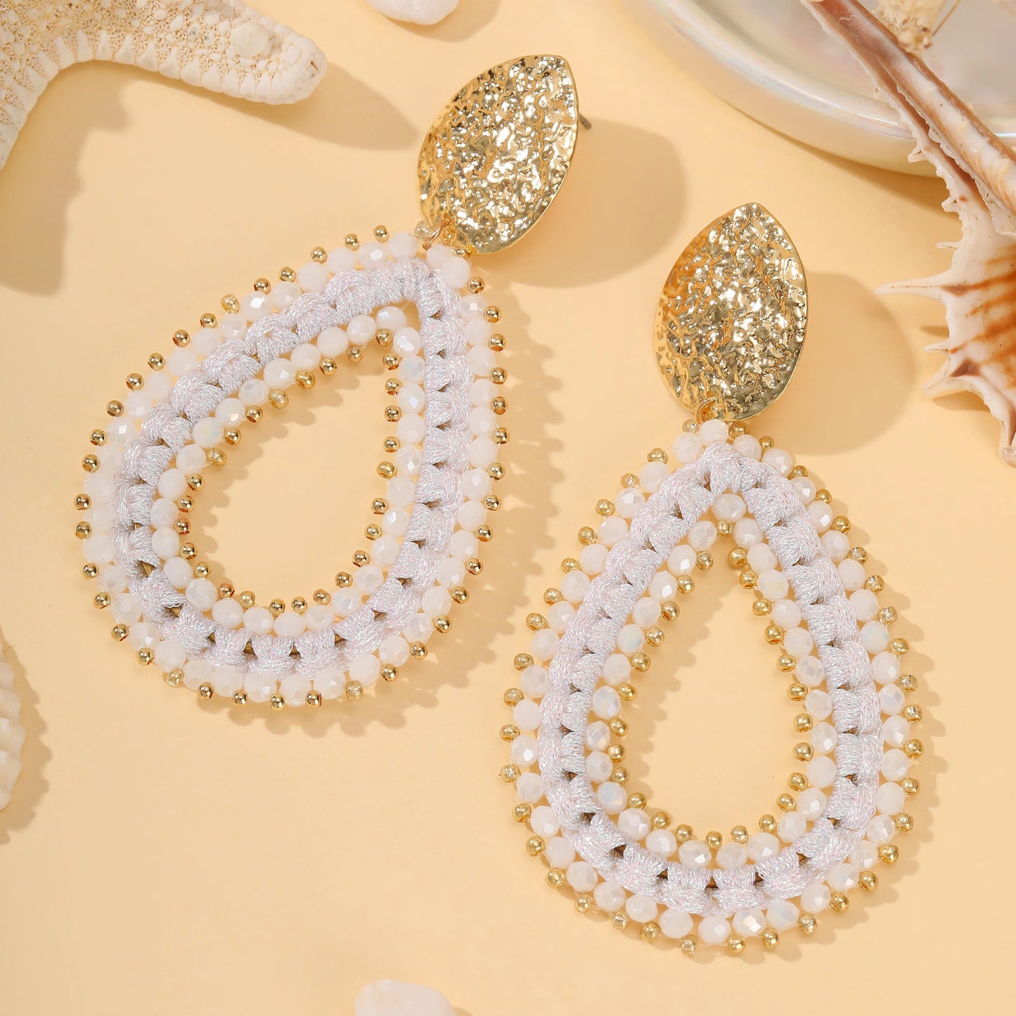 Big Water Drop Shape Drop Earrings For Women Colorful Beads Handmade Threading Crystal Long Earrings Jewelry Gift EA144