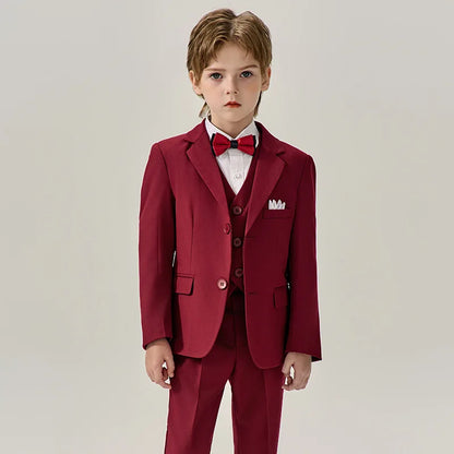 Boys Dark Green Jakcet Vest Pants Bowtie Evening Party Dress Children Wedding Photograph Suit Kids Ceremony Performance Costume
