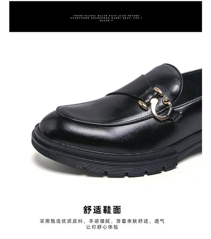 Men's Leather Loafers Slip On Office Casual Business Leather Shoes For Men Wedding Oxford Shoes Male Party Formal Derby Shoe Man