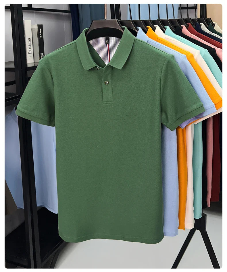 100% cotton short sleeve polo shirt comfortable lightweight high-end brand fashionable simple summer men's casual lapel T-shirt