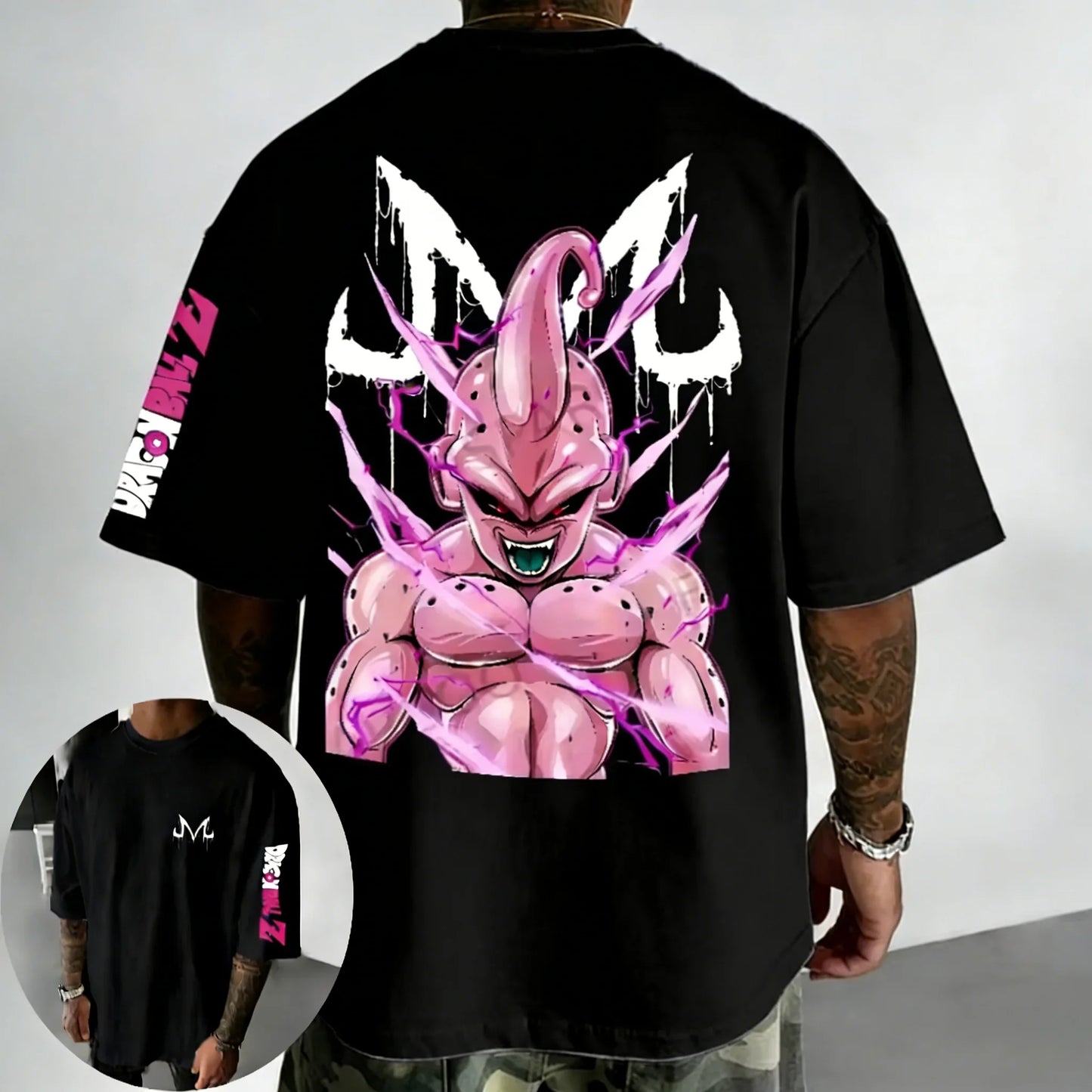 T-shirt Summer New Majin Buu Printed Men's Street Hip Hop Oversized Casual Short Sleeve Top
