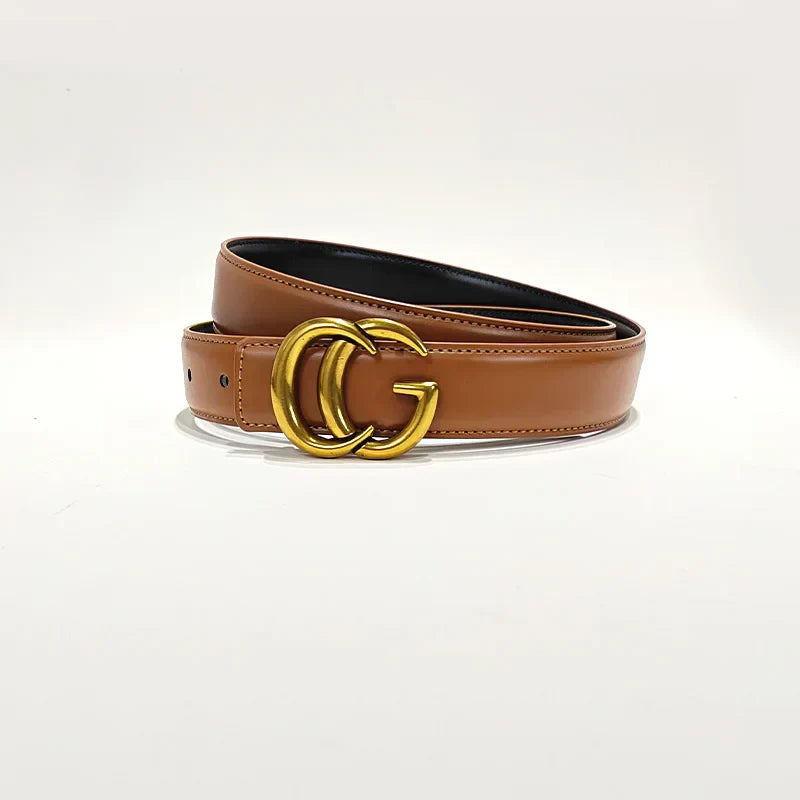 High Quality Luxury Designer Women's Fashion Genuine Leather Belts Female CG Letter Buckle  Dress Jeans Belts For Woman Elegant
