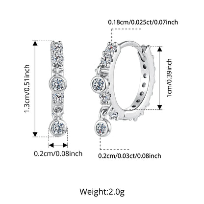 Elegant Moissanite Hoop Earrings for Women Minimalist 925 Sterling Silver D Color Round Cut Lab Diamond Earrings