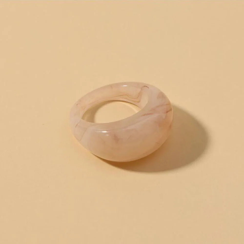 Round Rings For Women Big Kpop Finger Ring For Girls Punk Resin Ring